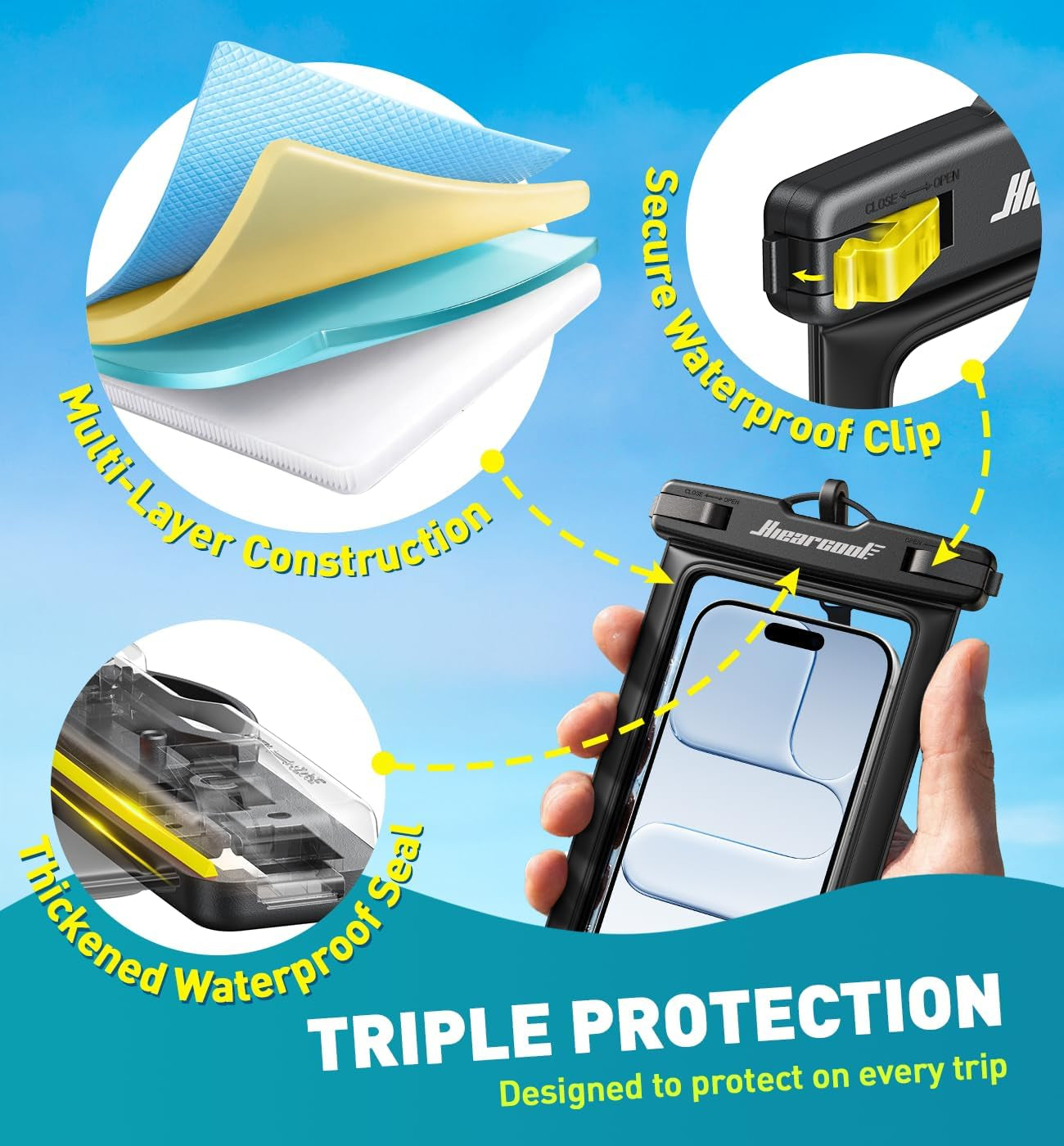Premium IPX8 Waterproof Phone Pouch - Dual Pack for iPhone 17/16/15/14 Pro Max, Touch Screen Compatible Dry Bag for Beach and Cruise, Includes Lanyard, Fits Devices up to 8.9 inches