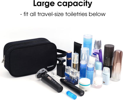 Travel Toiletry Organizer for Men and Women - Dopp Kit Shaving Bag for Personal Care Essentials (Black)