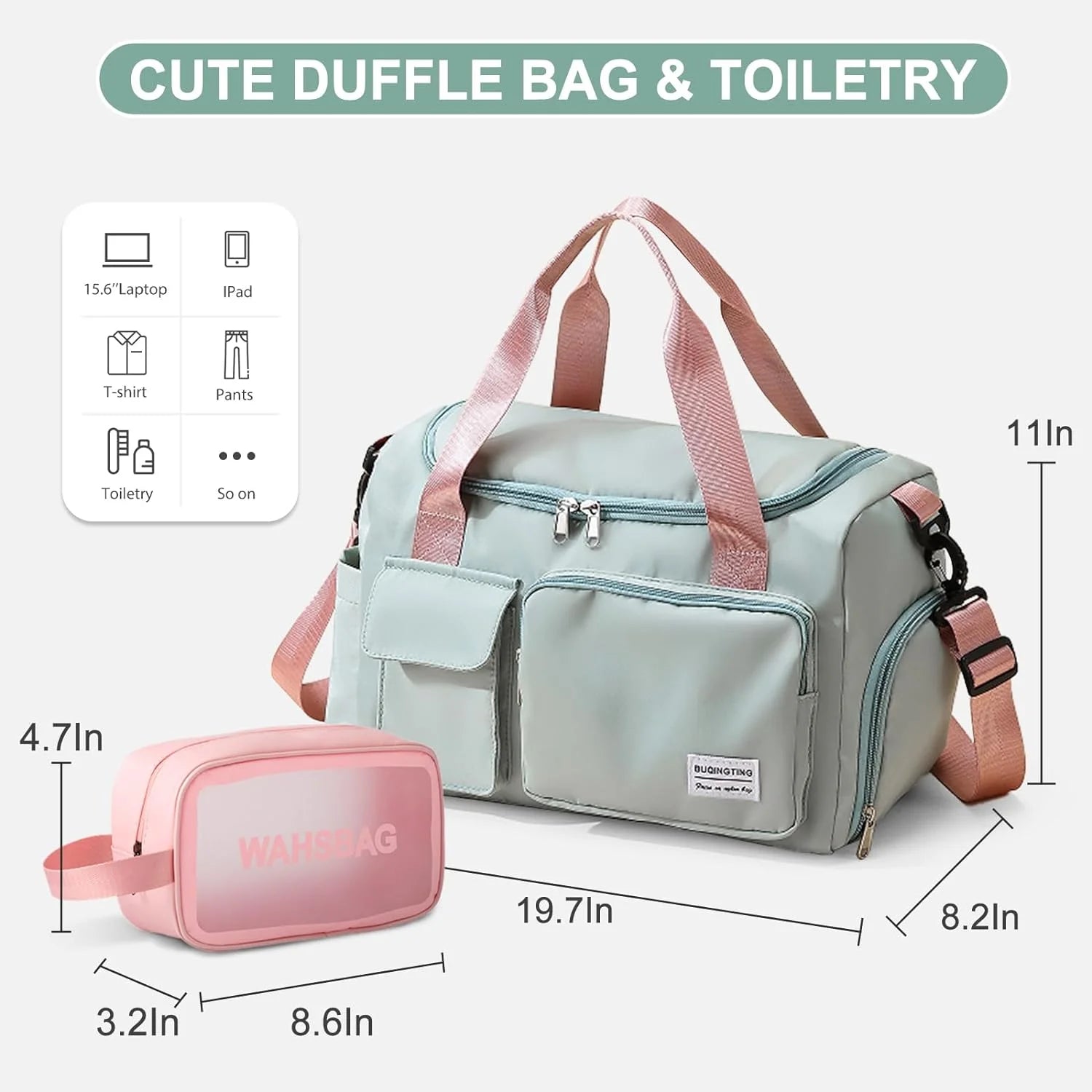 Women's Waterproof Duffle Bag - Versatile Carry-On Weekender with Shoe Compartment and Wet Pocket for Travel, Workouts, and Sports