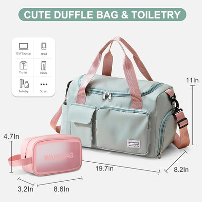 Women's Waterproof Duffle Bag - Versatile Carry-On Weekender with Shoe Compartment and Wet Pocket for Travel, Workouts, and Sports