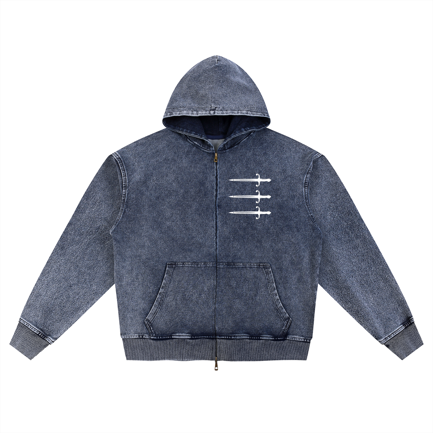 Snow Wash Oversized Zip-Up Hoodie
