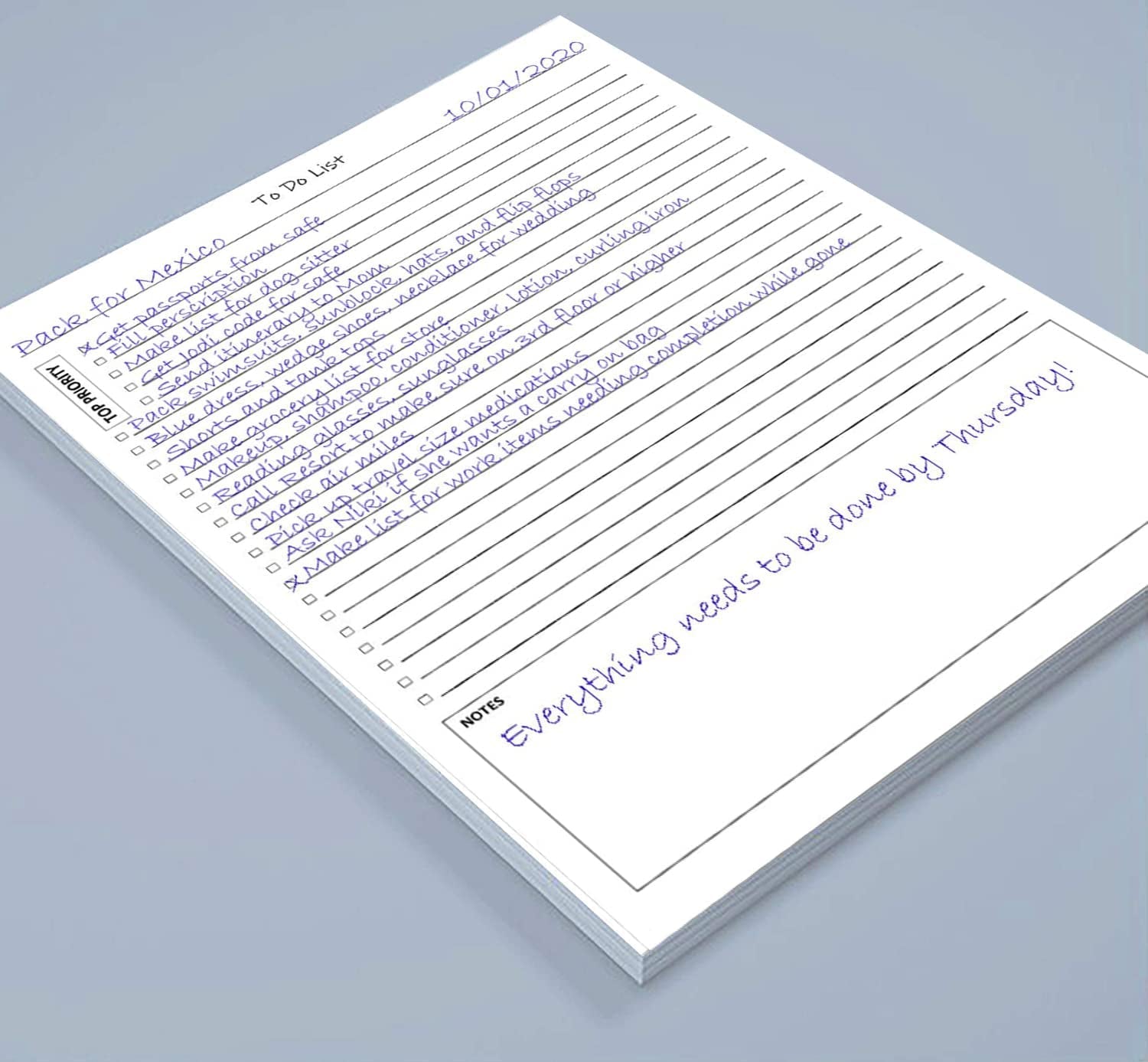 To-Do List Planner Notepad - 60 Pages of Undated Checklist with Priority and Note Sections for Project, Client, and Daily Task Management - 8.5 x 11 A4 Tear Sheets