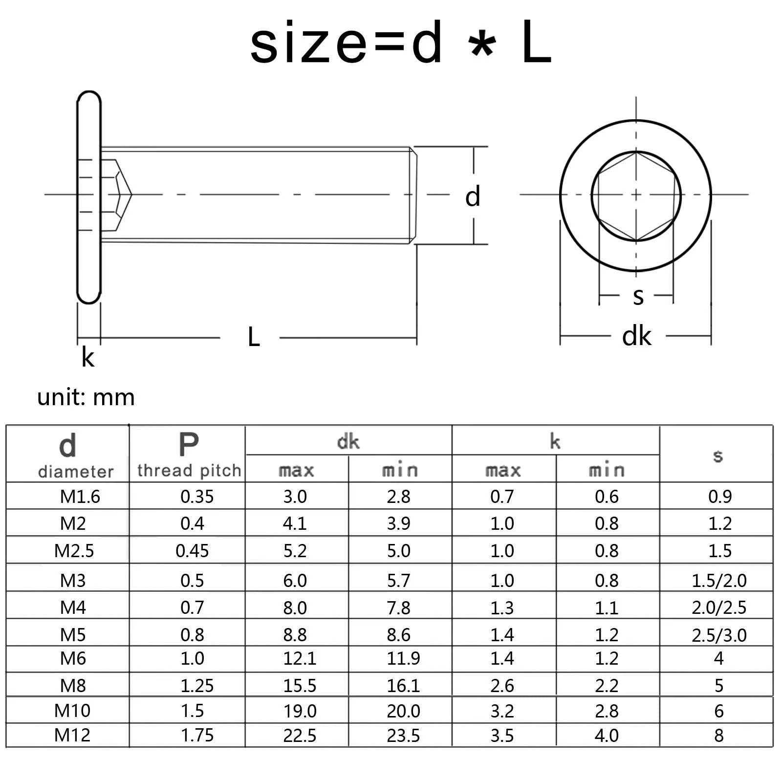 304 A2-70 Stainless Steel Ultra-Thin Hexagon Socket Allen Head Screws Available in Sizes M1.6 to M8