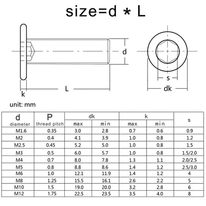 304 A2-70 Stainless Steel Ultra-Thin Hexagon Socket Allen Head Screws Available in Sizes M1.6 to M8