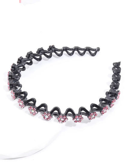 Non-Slip Rhinestone Hairbands with Wave Design for Women and Girls - Fashionable Hair Hoops and Accessories
