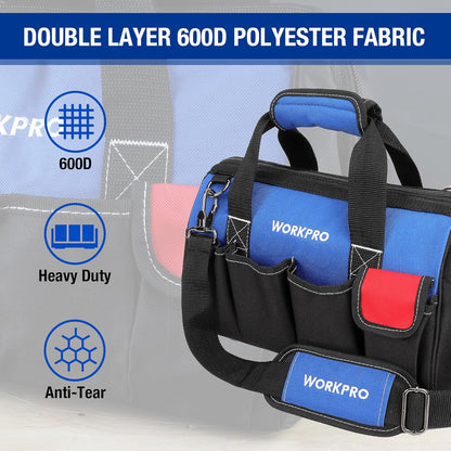 14-Inch Multi-Pocket Tool Bag with Adjustable Shoulder Strap
