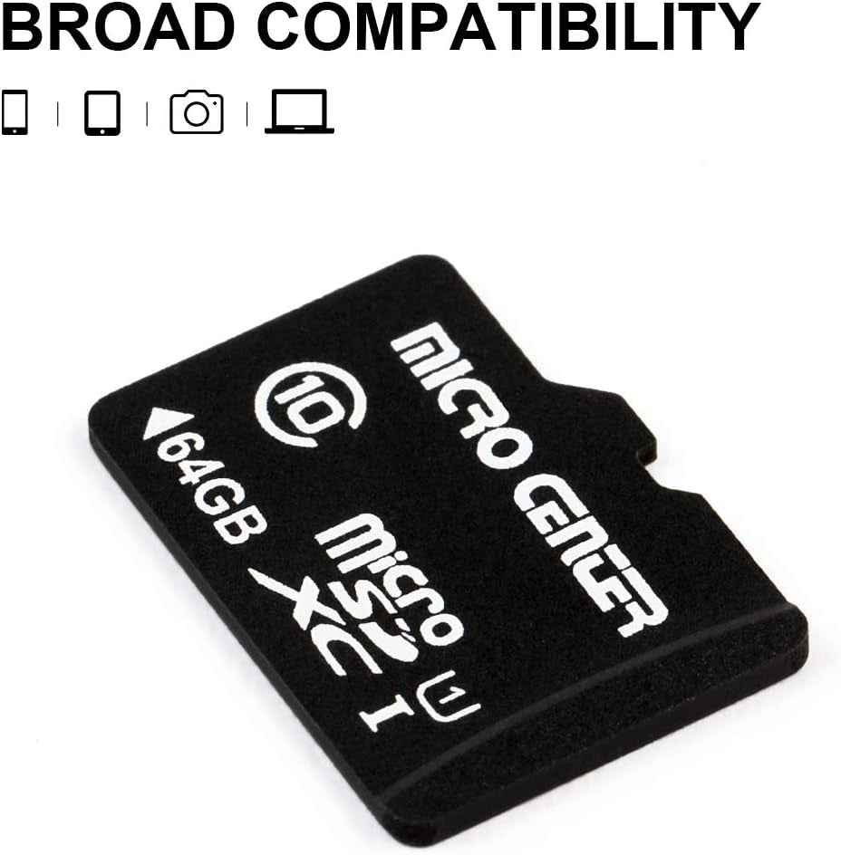 64GB Class 10 MicroSDXC Flash Memory Card with Adapter for Mobile Device, Tablet, Drone Storage & Full HD Video Recording - 80MB/s UHS-I, C10, U1 (Pack of 5)