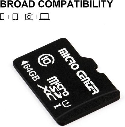 64GB Class 10 MicroSDXC Flash Memory Card with Adapter for Mobile Device, Tablet, Drone Storage & Full HD Video Recording - 80MB/s UHS-I, C10, U1 (Pack of 5)