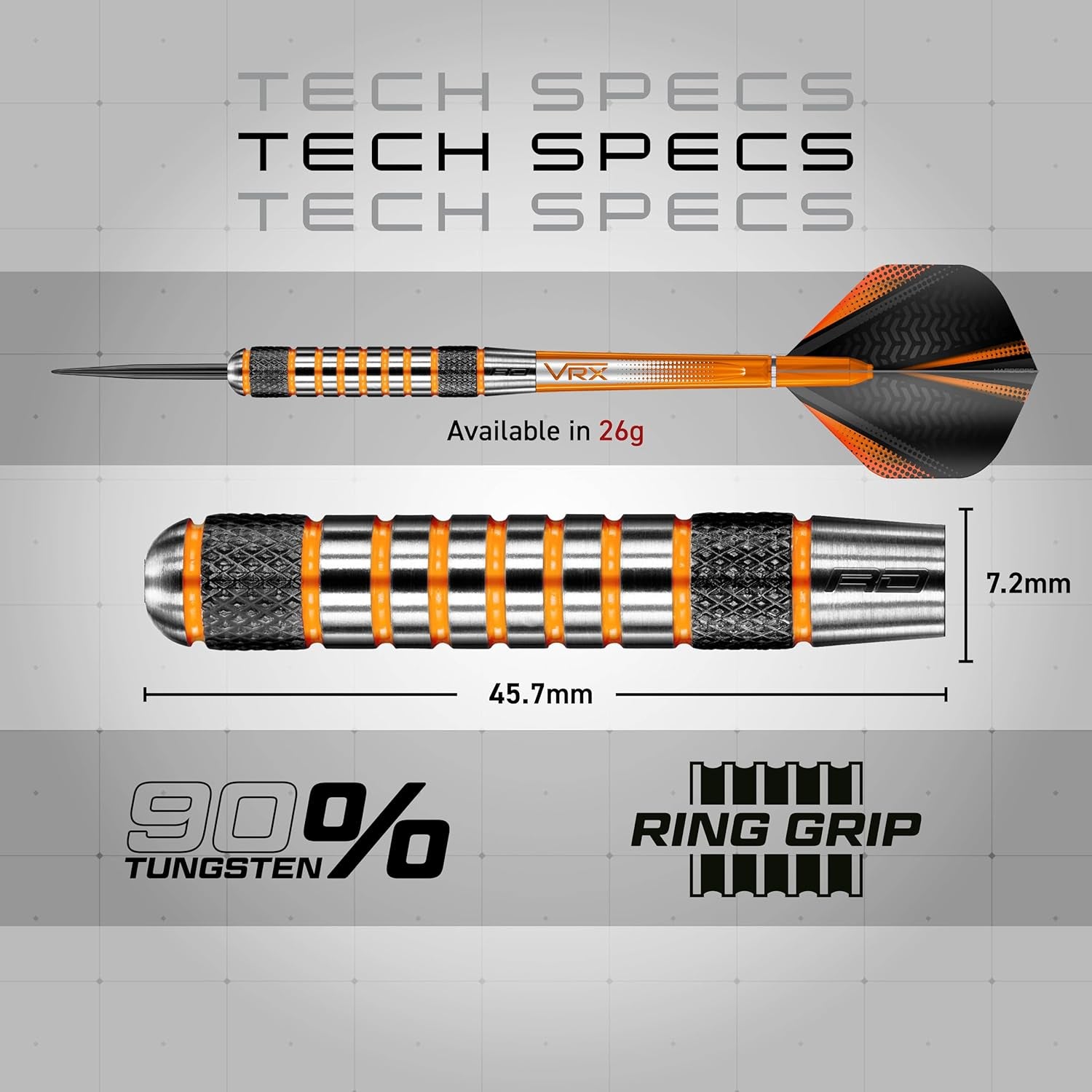 Amberjack Professional 90% Tungsten Darts Set with Flights and Stems – Available in 22G to 30G Options