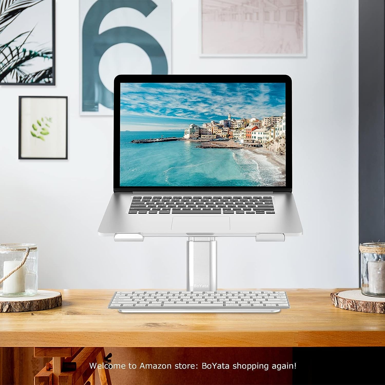 Ergonomic Aluminum Laptop Stand with Height Adjustment for 11-17" Laptops, Compatible with MacBook Pro/Air, Dell, Lenovo, HP, Samsung, and More