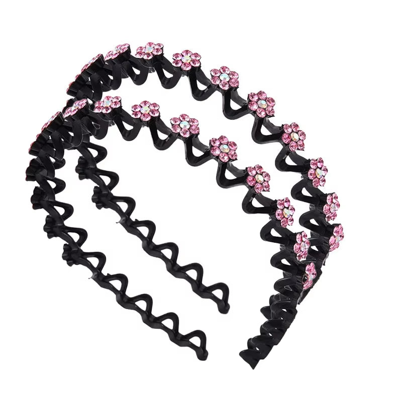Non-Slip Rhinestone Hairbands with Wave Design for Women and Girls - Fashionable Hair Hoops and Accessories