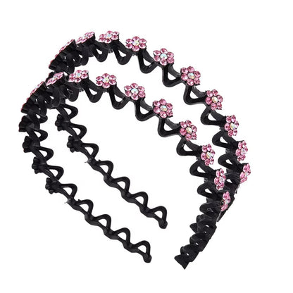 Non-Slip Rhinestone Hairbands with Wave Design for Women and Girls - Fashionable Hair Hoops and Accessories
