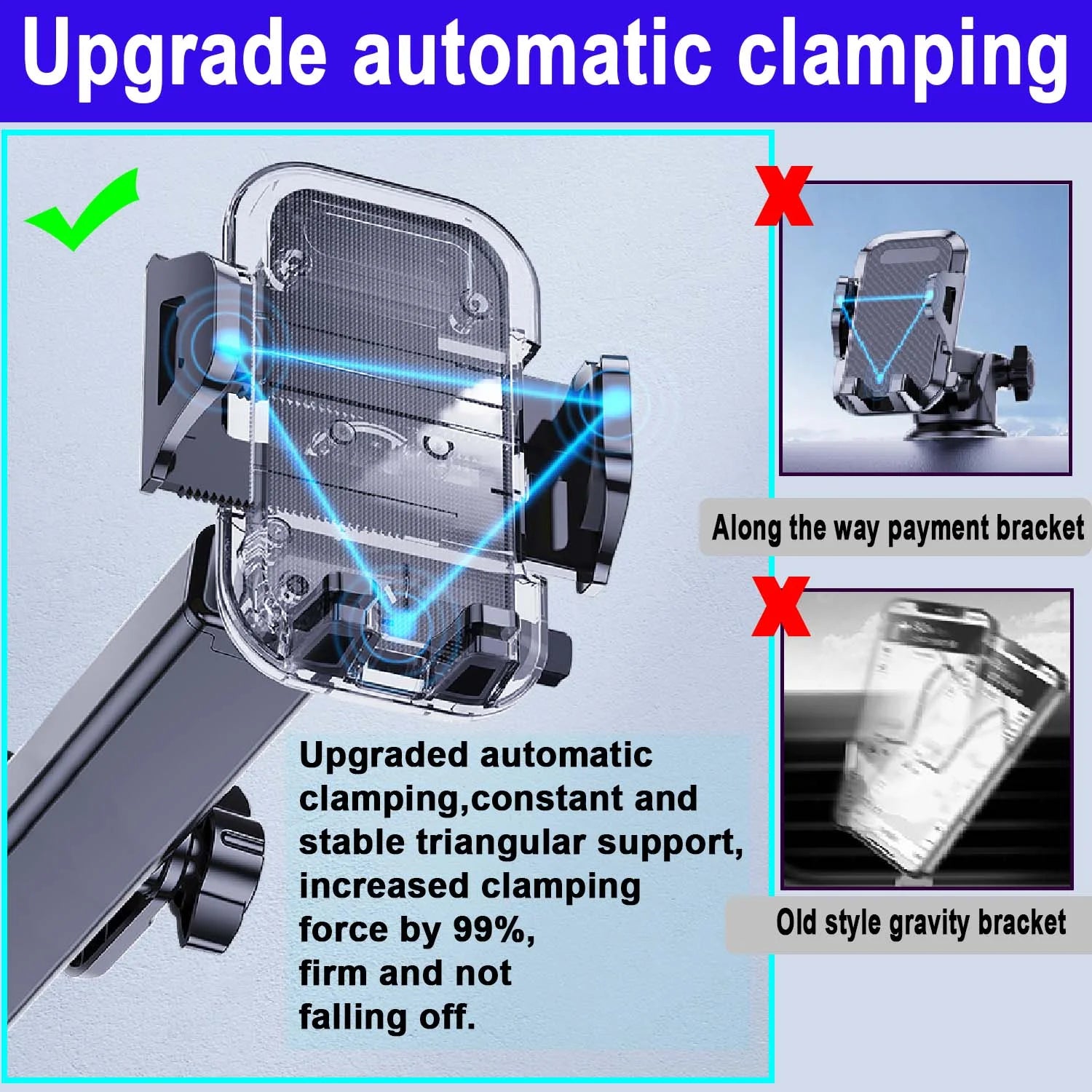 Universal Car Phone Mount with Air Vent Clip and Adjustable Long Arm for All Smartphones