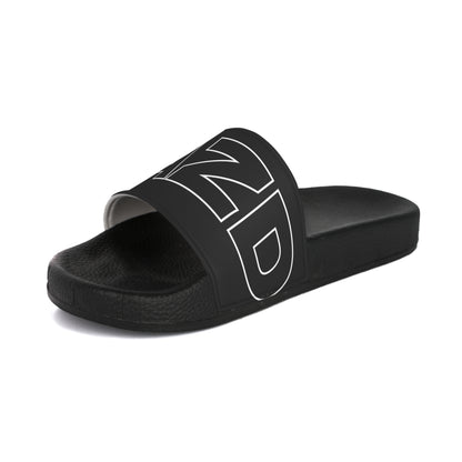 Black & White Men’s Slide Sandals — Bold 'JAZD' Logo Pool Slides