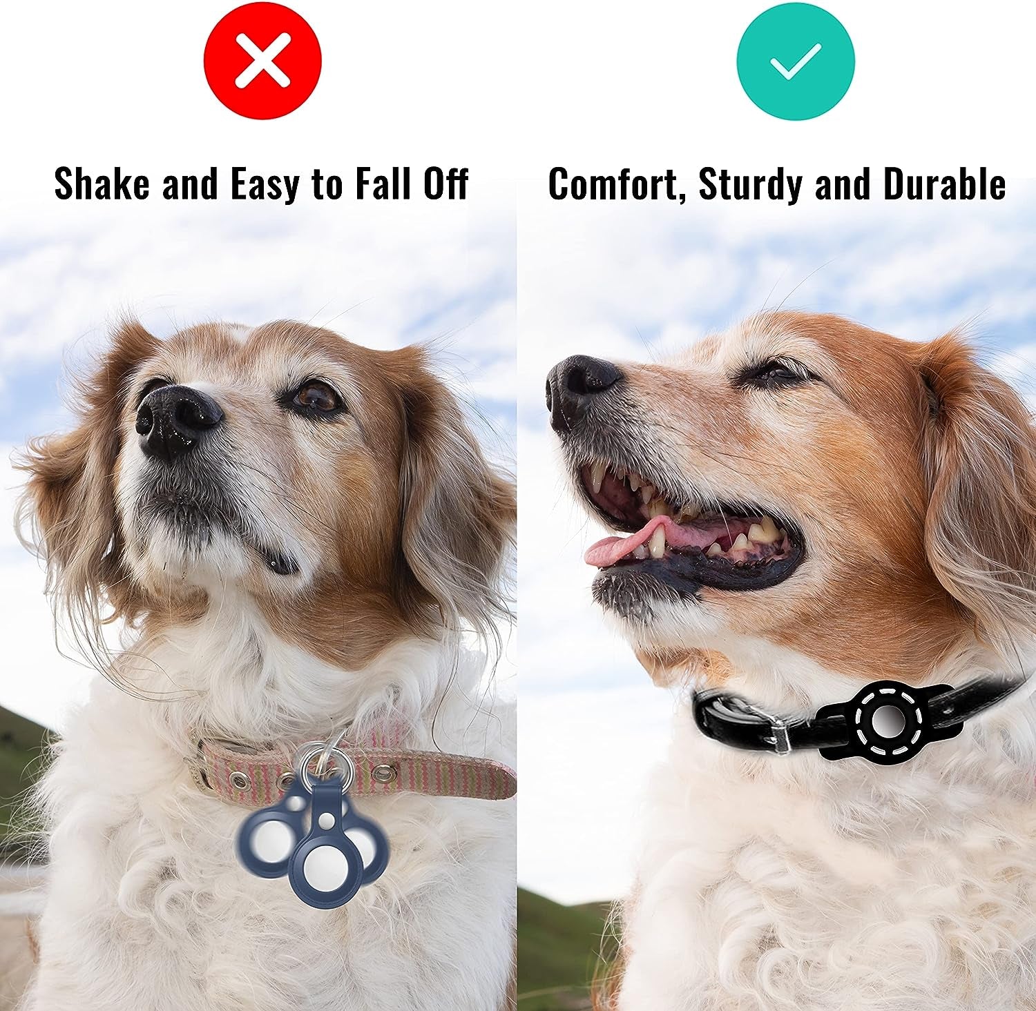 AirTag Cat and Small Dog Collar Holder - 2 Pack Protective Holders for Apple AirTag (Fits Collars up to 1/2 Inch)