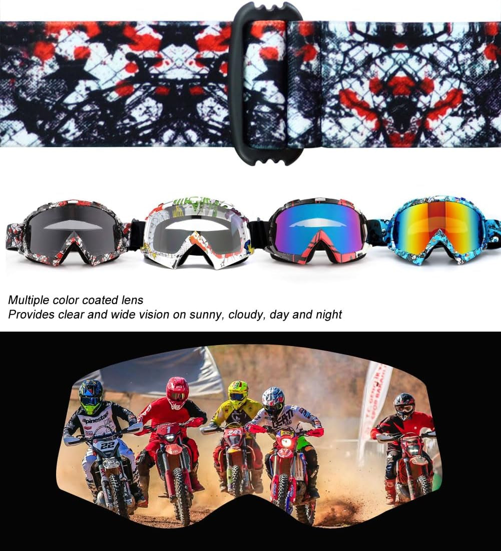 UV400 Protective Goggles for Dirt Bike and ATV Riding - Windproof and Dustproof Motorcycle Goggles for Men, Women, and Youth