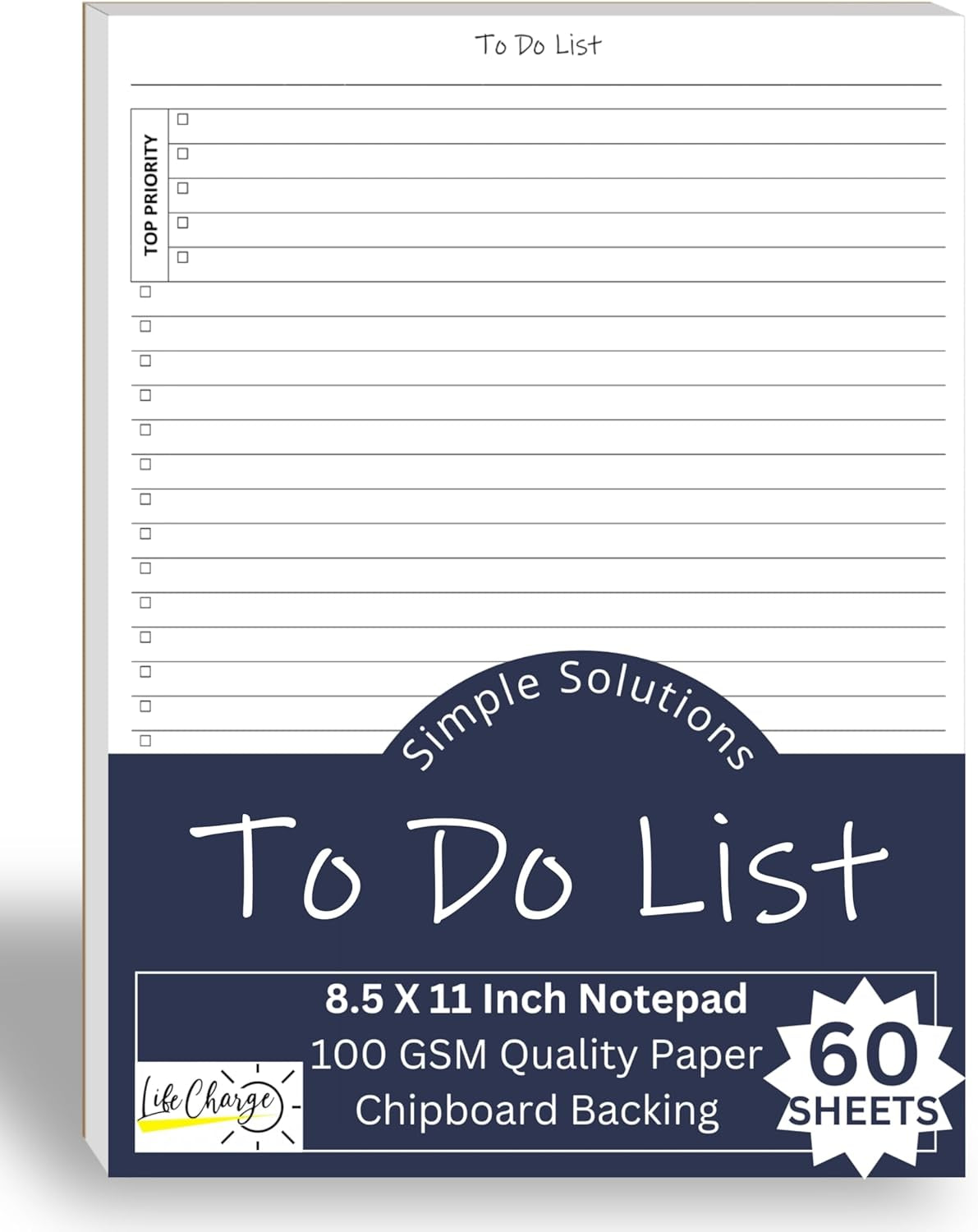 To-Do List Planner Notepad - 60 Pages of Undated Checklist with Priority and Note Sections for Project, Client, and Daily Task Management - 8.5 x 11 A4 Tear Sheets