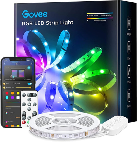 16.4 Feet Bluetooth Color Changing LED Strip Lights with App Control, Remote, and Control Box - 64 Scenes and Music Sync for Bedroom, Kitchen, and Party Settings