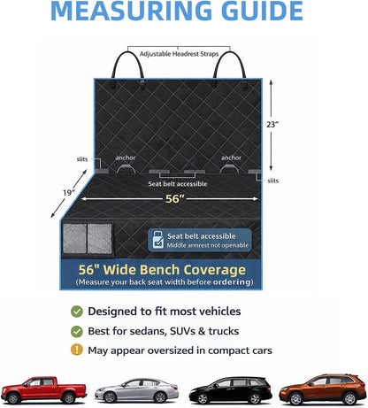 Dog Car Seat Cover - Waterproof, Nonslip Back Seat Protector for Children, Universal Fit for Cars, Trucks, and SUVs (Beige)