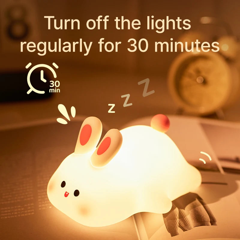 Adorable LED Night Lights - Cute Sheep, Panda, and Rabbit Silicone Lamps for Kids - USB Rechargeable Bedside Decor & Perfect Birthday Gift