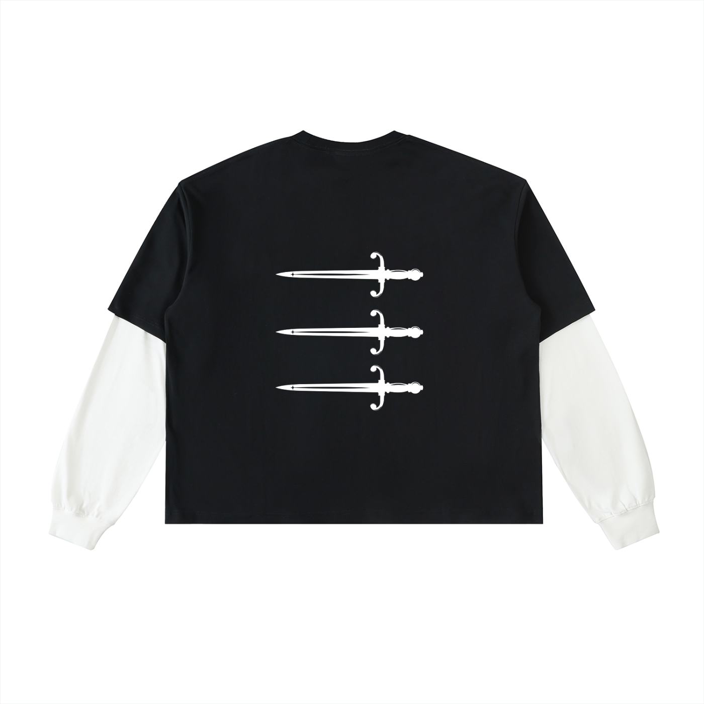 Layered Contrast Sleeve Cotton T-Shirt