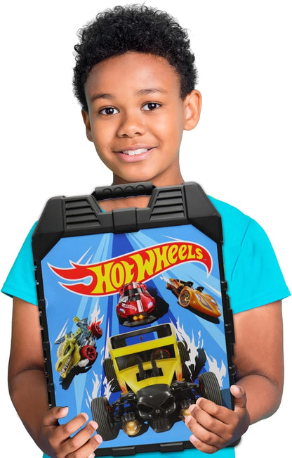 Hot Wheels 48-Car Storage Case - Premium Plastic Carrying Case with Handle for 1:64 Scale Die-Cast Toy Cars, Ideal Organizer for Travel and Display