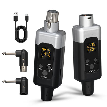 48V UHF Wireless Microphone Converter XLR Transmitter and Receiver System for All Microphones