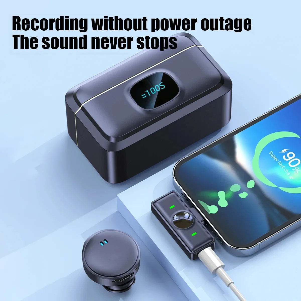 Lavalier Microphone 2.4Ghz Wireless Microphone Magnetic Suction Microphone with Charging Case for Video Recording Plug and Play