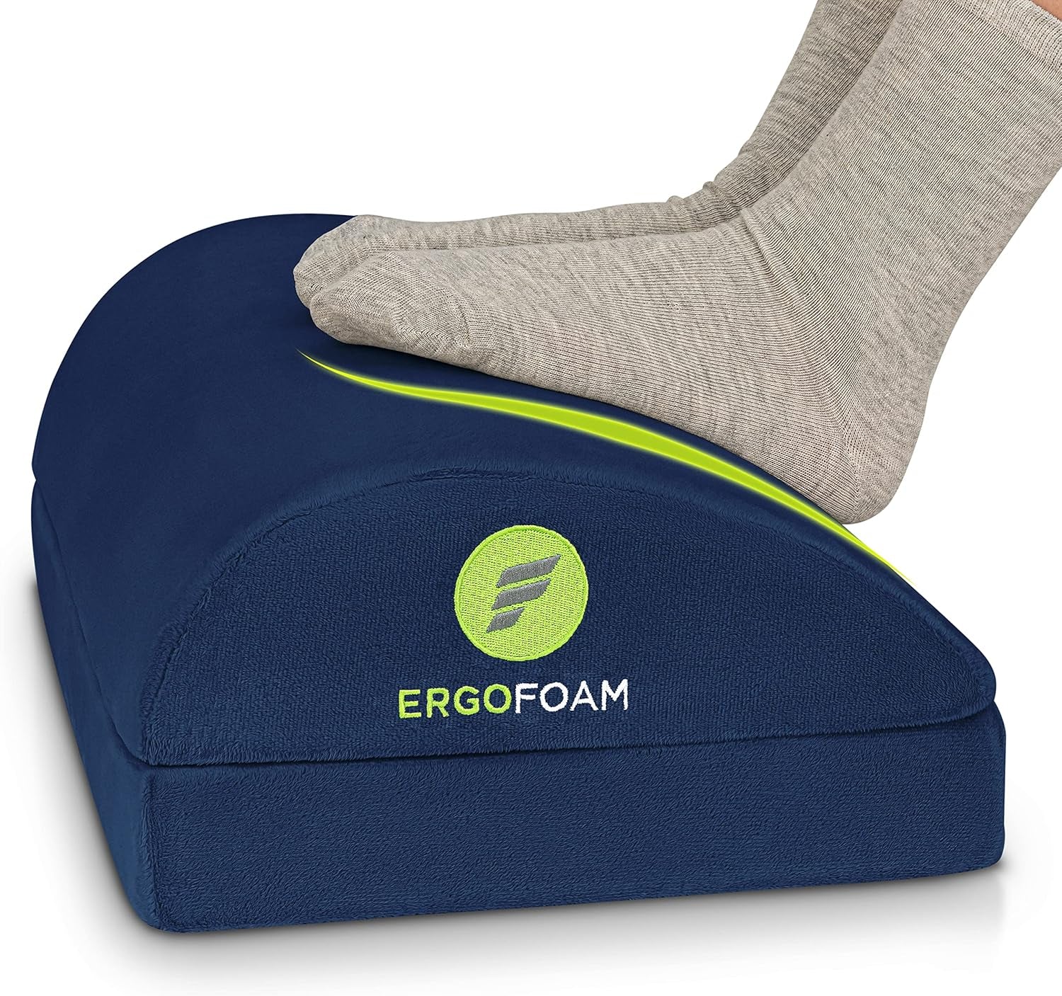 Chiropractor-Approved Adjustable Premium Teardrop Footrest for Lumbar, Back, and Knee Pain Relief (Navy Blue)