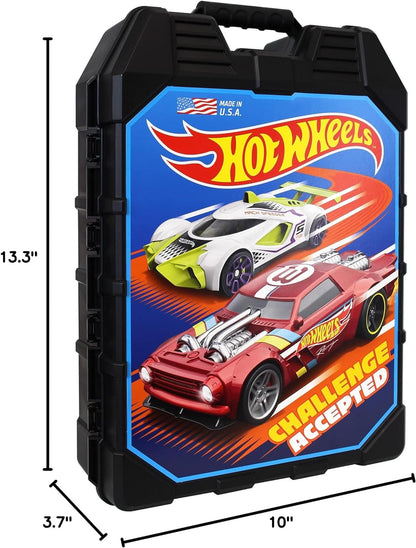 Hot Wheels 48-Car Storage Case - Premium Plastic Carrying Case with Handle for 1:64 Scale Die-Cast Toy Cars, Ideal Organizer for Travel and Display
