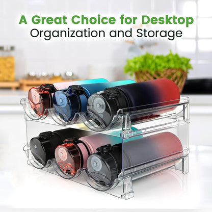 Water Bottle Storage Organizer - 2-Pack Stackable Cabinet Holder