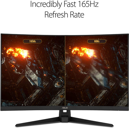 TUF Gaming VG328H1B 32-Inch Curved Monitor, 1080P Full HD, 165Hz (144Hz Compatible), Extreme Low Motion Blur, Adaptive-Sync, FreeSync Premium, 1ms Response Time, Eye Care Technology, HDMI and D-Sub Inputs