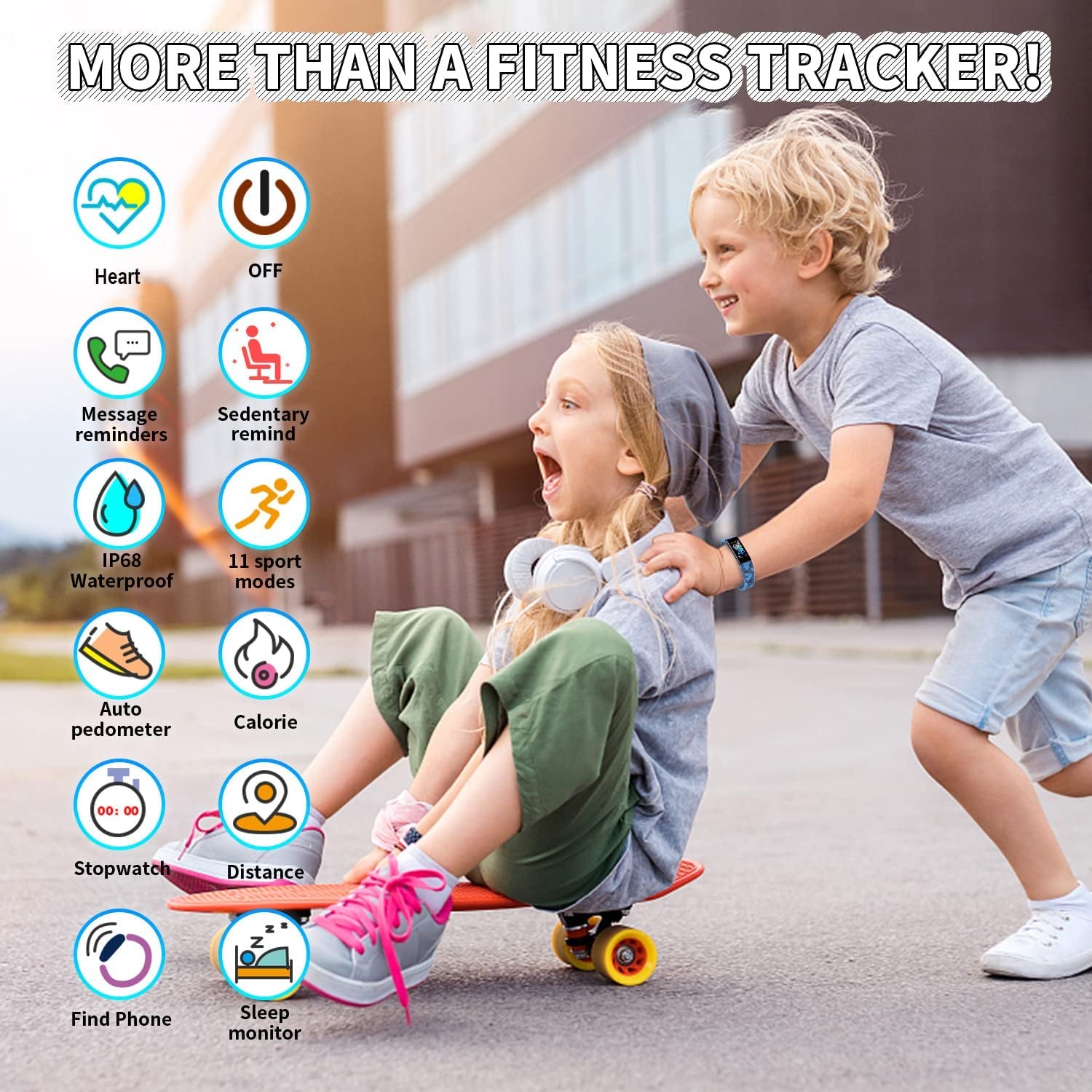 Children's Fitness Tracker Watch - IP68 Waterproof Smartwatch with Pedometer, Stopwatch, and 11 Sports Modes for Ages 6-16