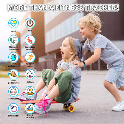 Children's Fitness Tracker Watch - IP68 Waterproof Smartwatch with Pedometer, Stopwatch, and 11 Sports Modes for Ages 6-16