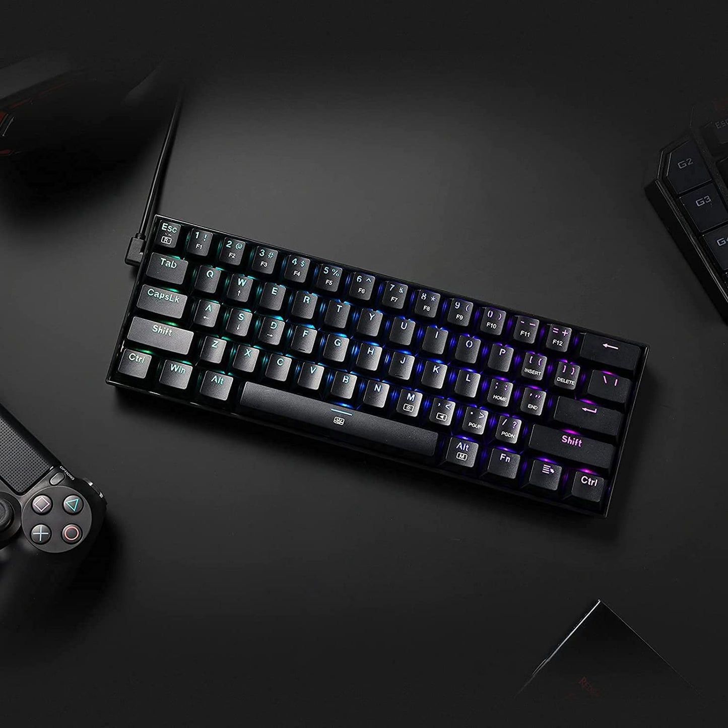 K630 Dragonborn 60% Compact Mechanical RGB Gaming Keyboard with Tactile Brown Switches and Pro Driver Support, Black