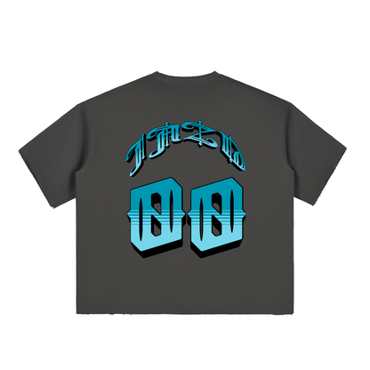 Boxy Half-Sleeve Raw-Edge T-Shirt
