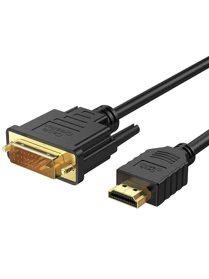 10-Foot Bi-Directional HDMI to DVI Cable - 1080P HD Video Adapter with 24+1 DVI-D Male Connector for PC, Laptop, TV, and Projector