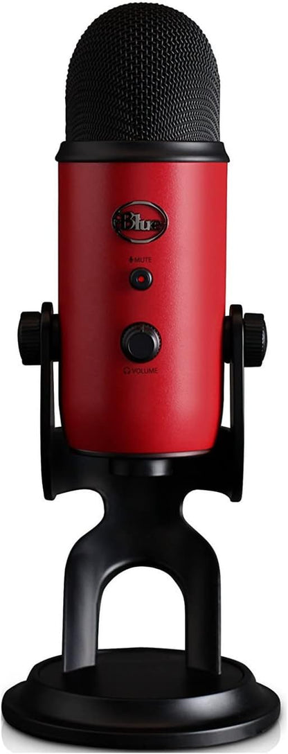 Logitech for Creators Yeti USB Microphone with VO!CE Software, Four Pickup Patterns, Headphone Output and Volume Control, Plug and Play, Satin Red Finish