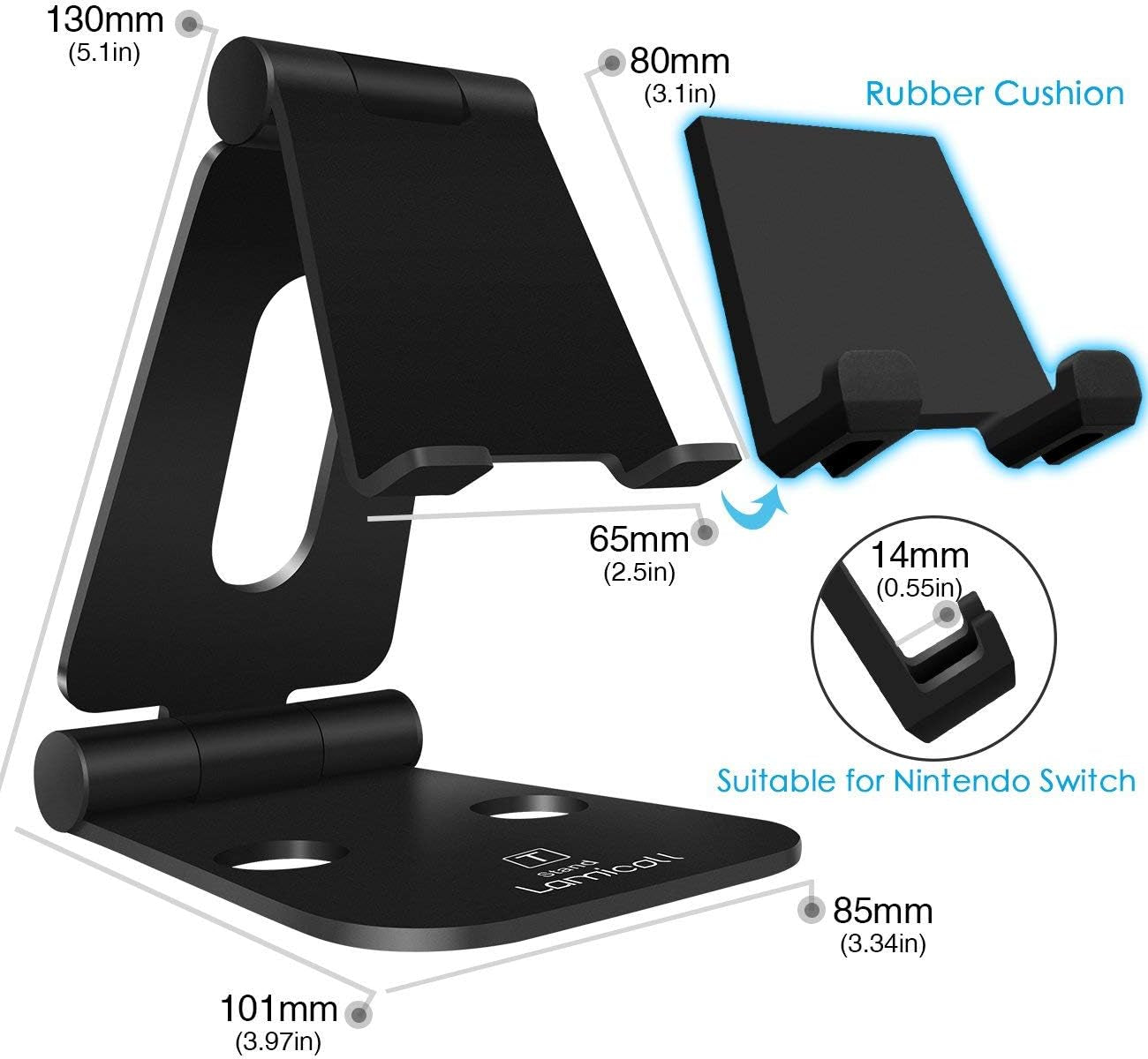 Adjustable Foldable Phone and Tablet Stand, Playstand for Nintendo Switch, Compatible with iPad Mini, iPad Pro 9.7'', iPad Air, and Various Phone Models (4-10 inches)