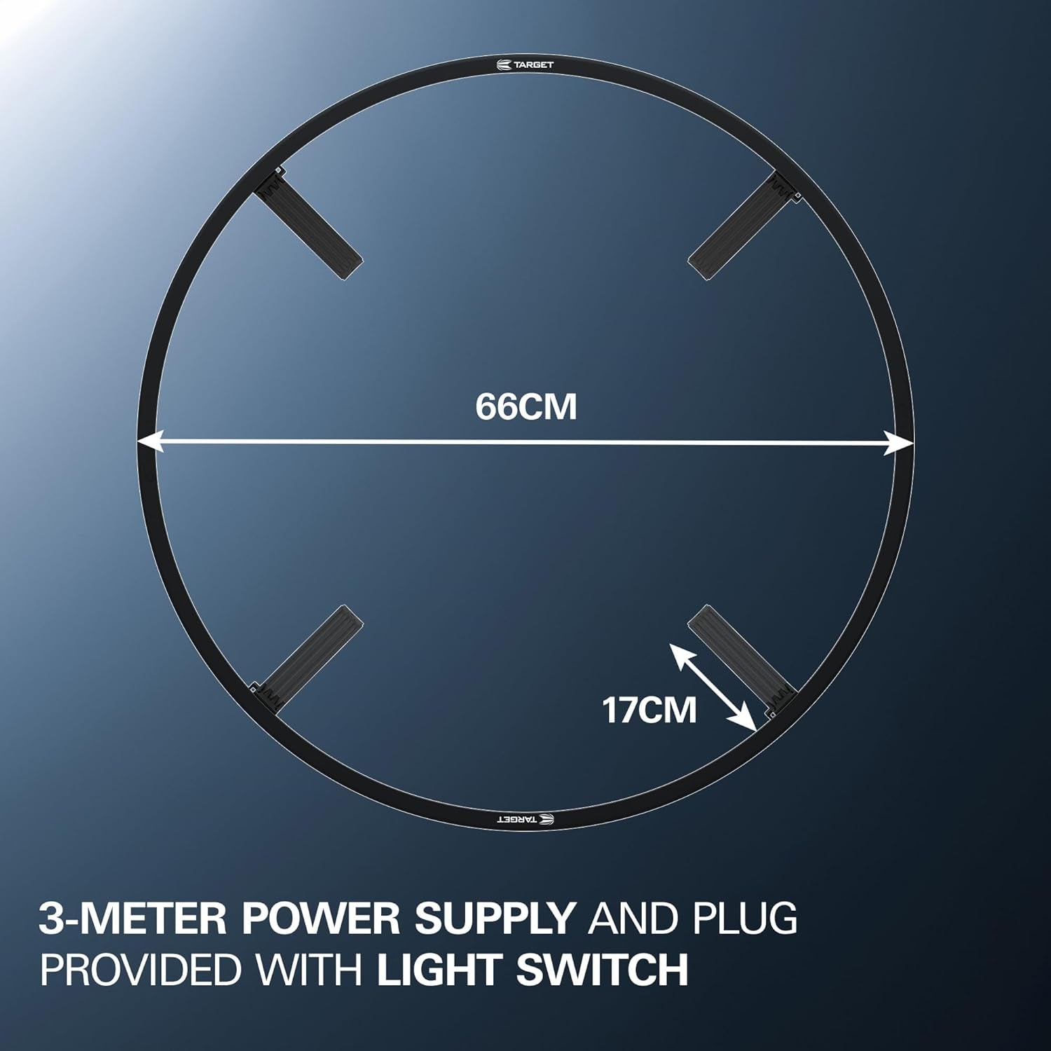 Corona Vision Dartboard Lighting System with Black Frame and White LED Surround Ring Light - Magnetic Feet for Shadow Elimination - Professional Darts Accessories