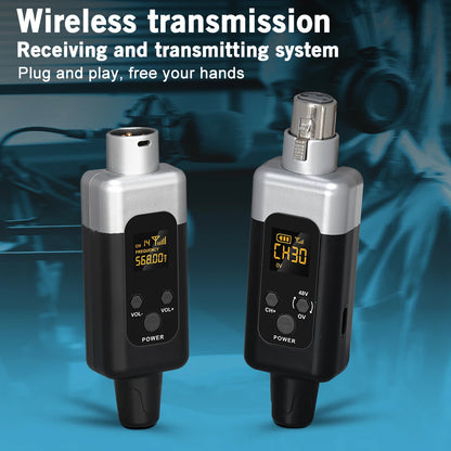 48V UHF Wireless Microphone Converter XLR Transmitter and Receiver System for All Microphones