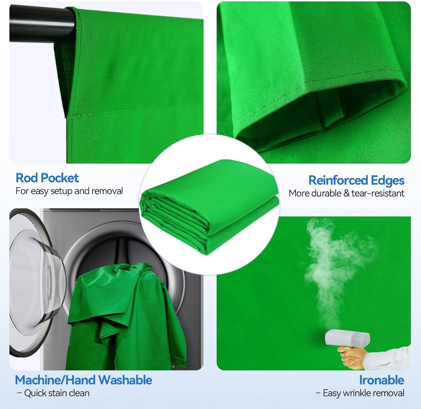 8.5 x 10 ft Green Screen Backdrop Kit with Tripod Stand and 10 x 12 ft 100% Cotton Muslin Chromakey Background for Photography, Video Production, and Live Streaming