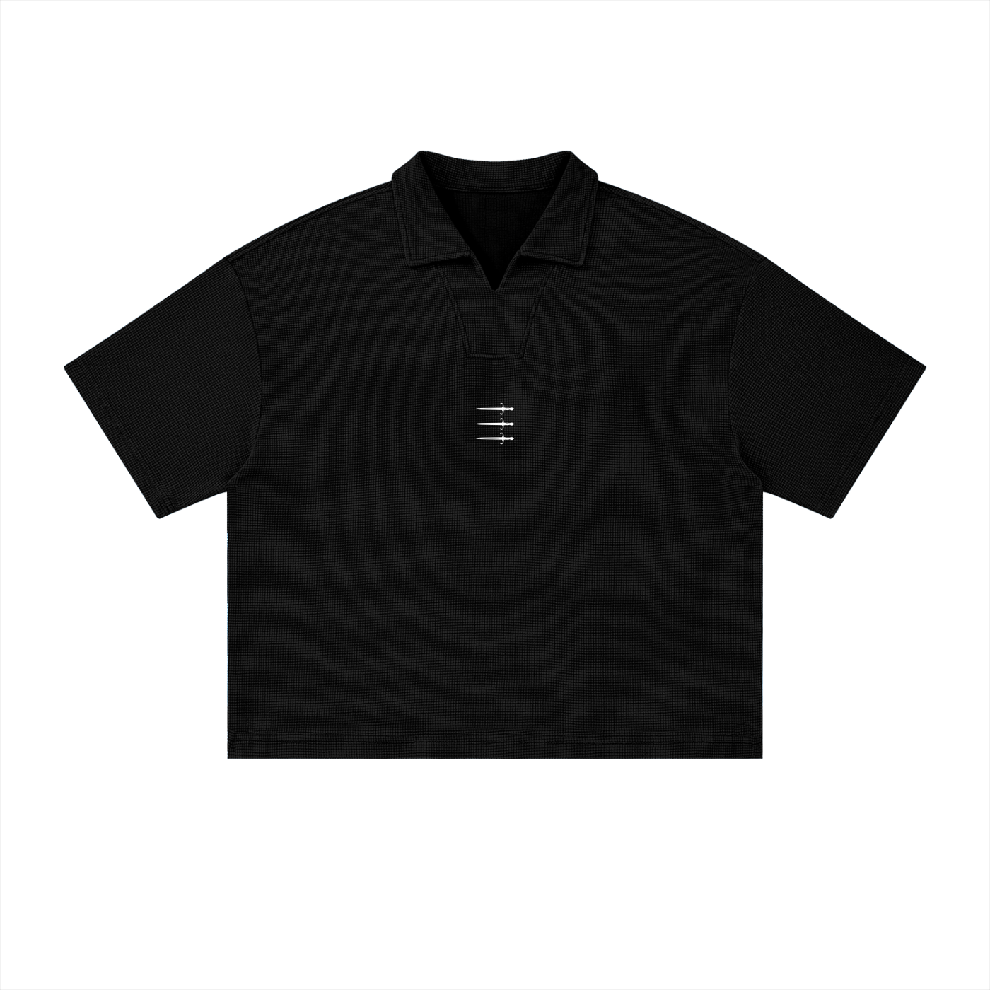 Unisex Vintage Wash Waffle Boxy Polo Shirt