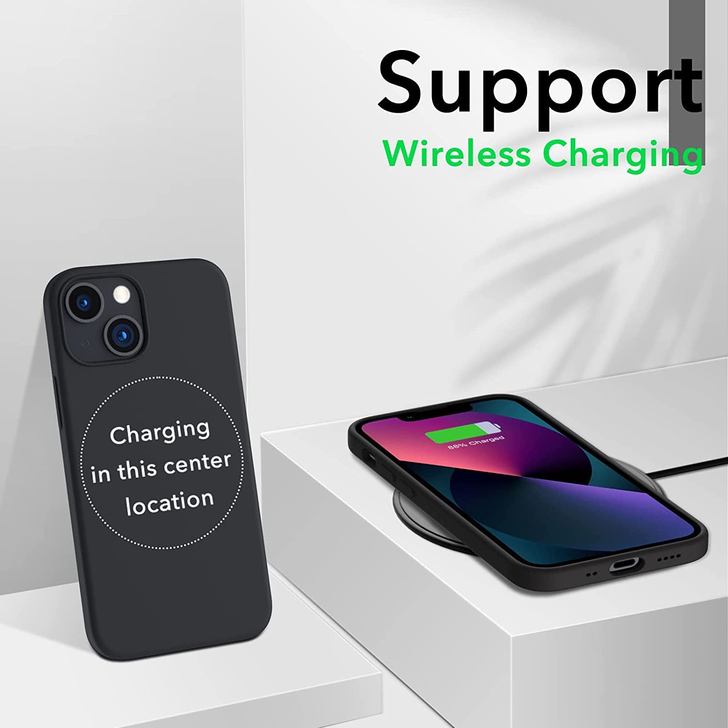 Iphone 13 Mini Case - Slim Liquid Silicone 3-Layer Full Coverage Soft Gel Rubber Phone Cover with Microfiber Lining - 5.4 Inch - Midnight