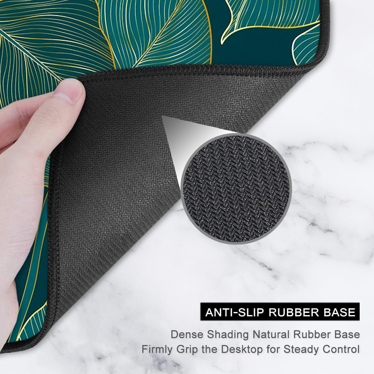 Extra Large Desk Mat with Tropical Leaf Design, Extended Gaming Mouse Pad for Keyboard and Laptop, 35.5 x 15.7 inches