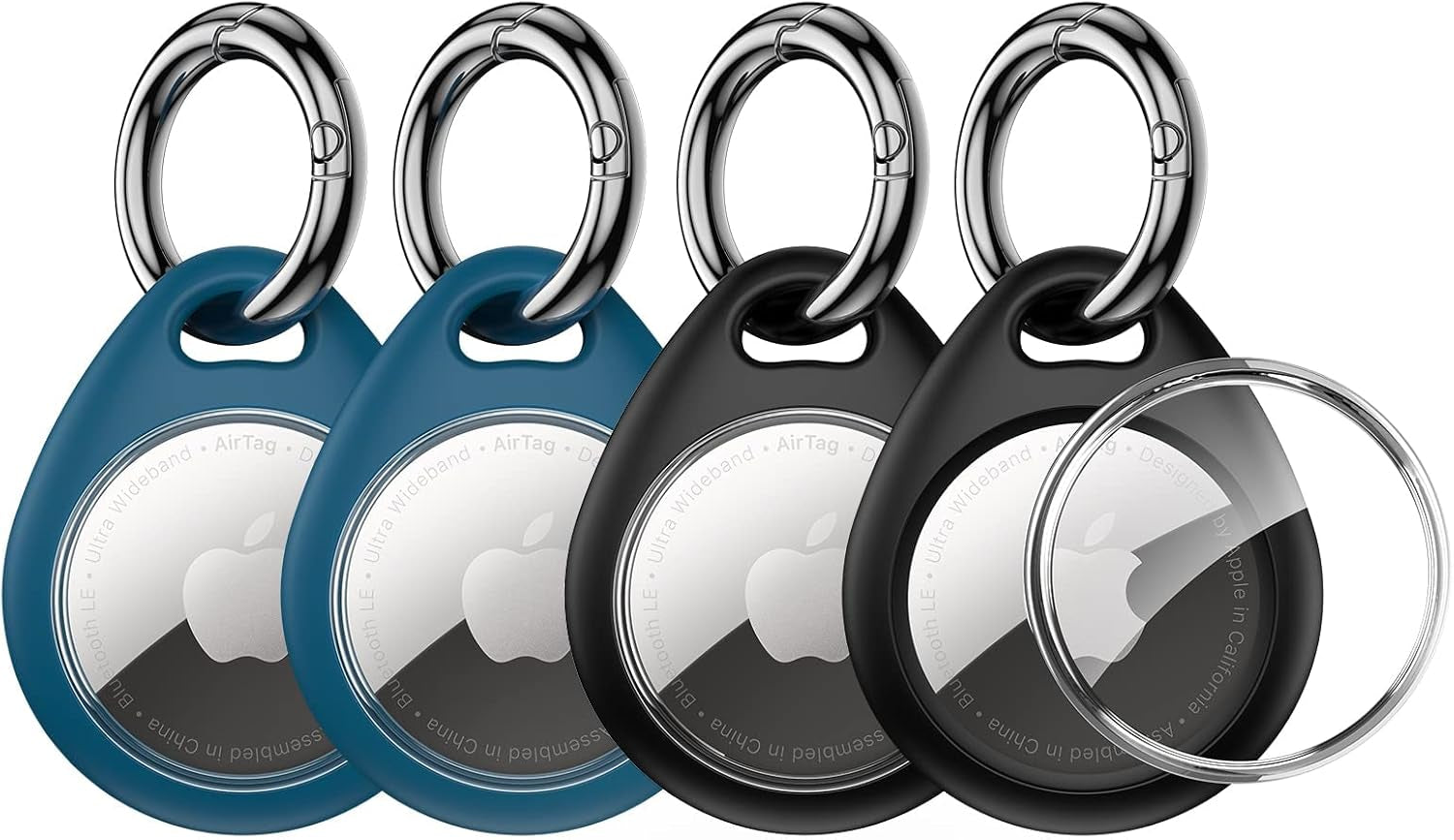 360-Degree Protective Case for AirTag (1st & 2nd Generation) [4-Pack], TPU Full Coverage Keyring Holder with Premium Zinc Alloy Spring Clip, Scratch-Resistant Design for Keys, Bags, and Luggage