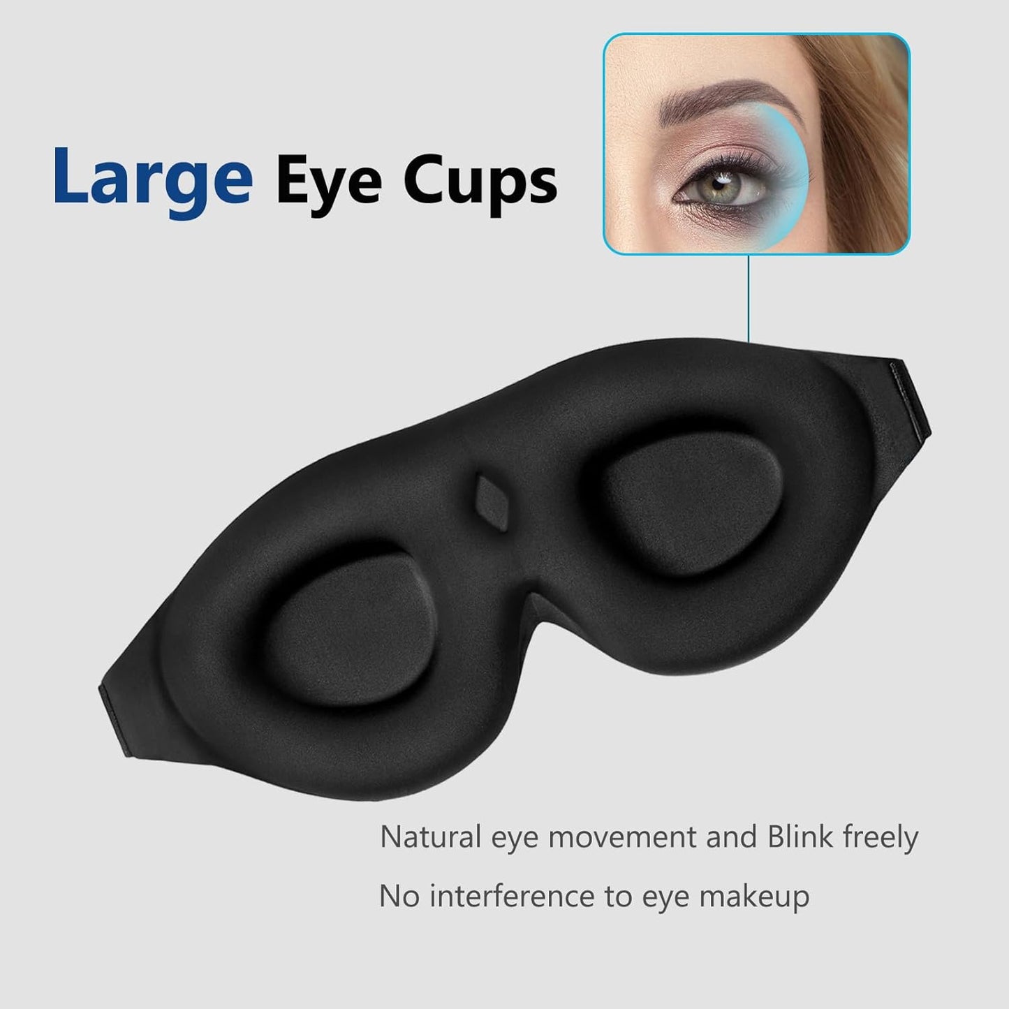 Contoured Memory Foam Sleep Mask with Earplugs Set - Soft 3D Blackout Eye Mask for Comfortable Sleep, Eye Protection, Suitable for Women and Men, Black