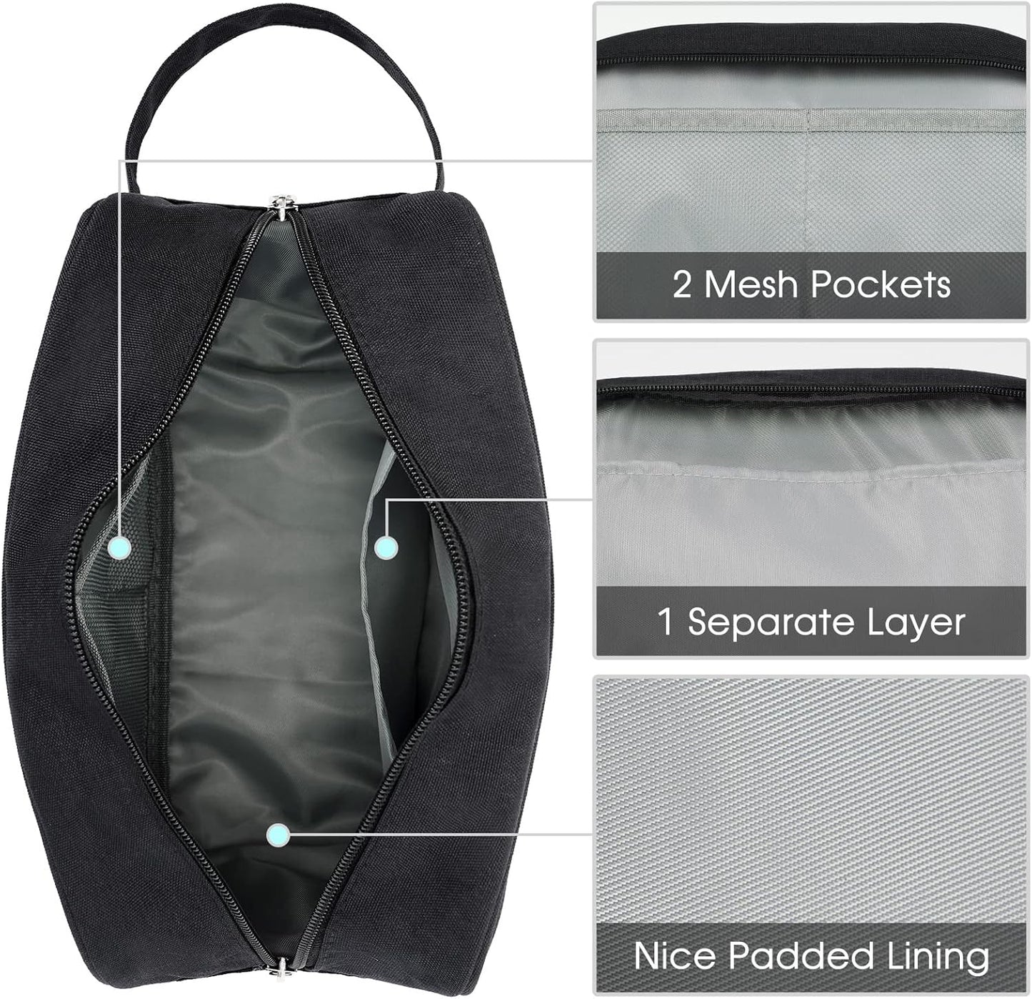 Travel Toiletry Organizer for Men and Women - Dopp Kit Shaving Bag for Personal Care Essentials (Black)