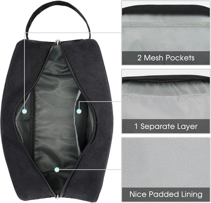 Travel Toiletry Organizer for Men and Women - Dopp Kit Shaving Bag for Personal Care Essentials (Black)
