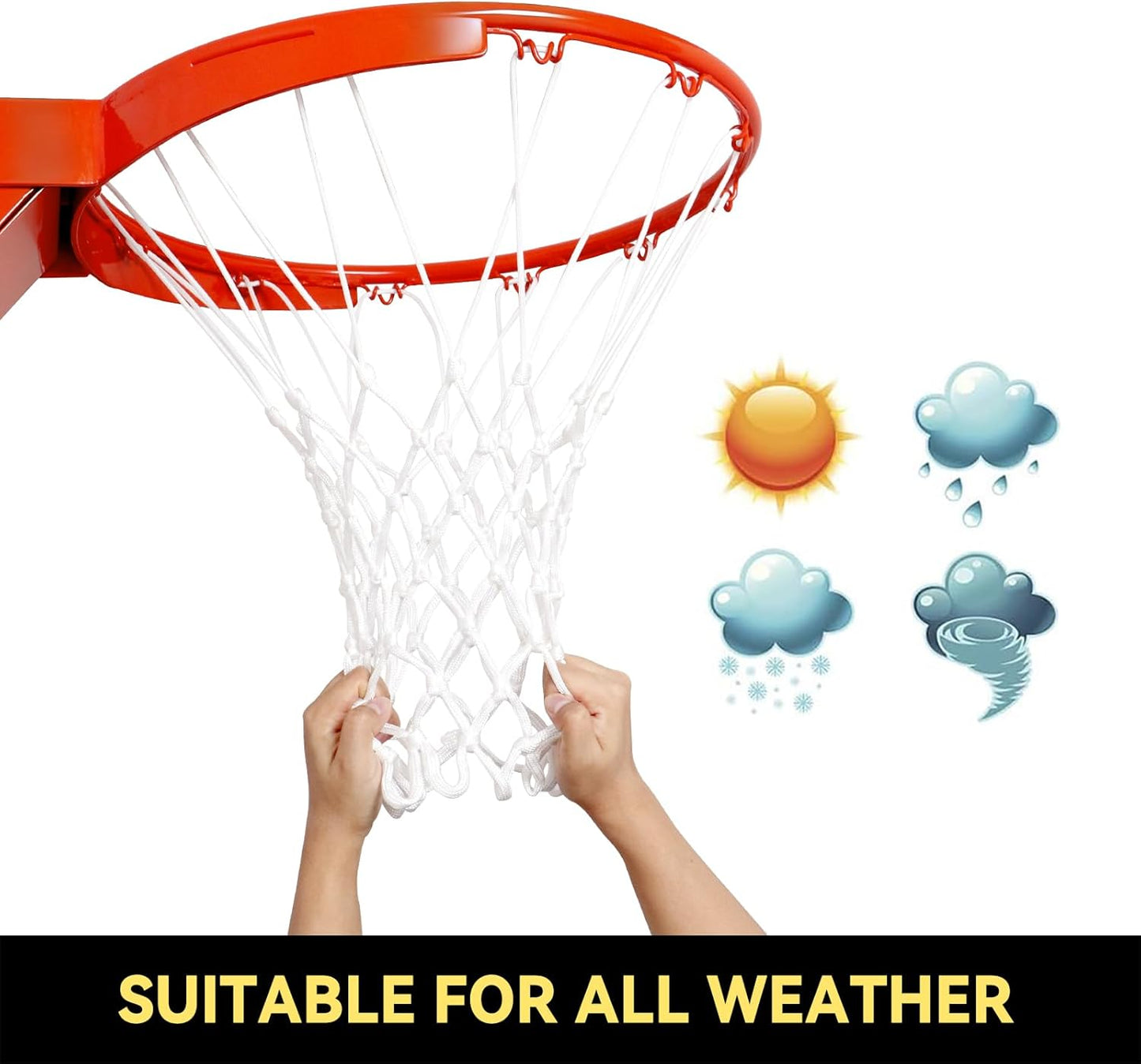 Premium Quality Heavy-Duty Basketball Net Replacement - All-Weather Anti-Whip Design, Compatible with Standard Indoor and Outdoor 12-Loop Rims